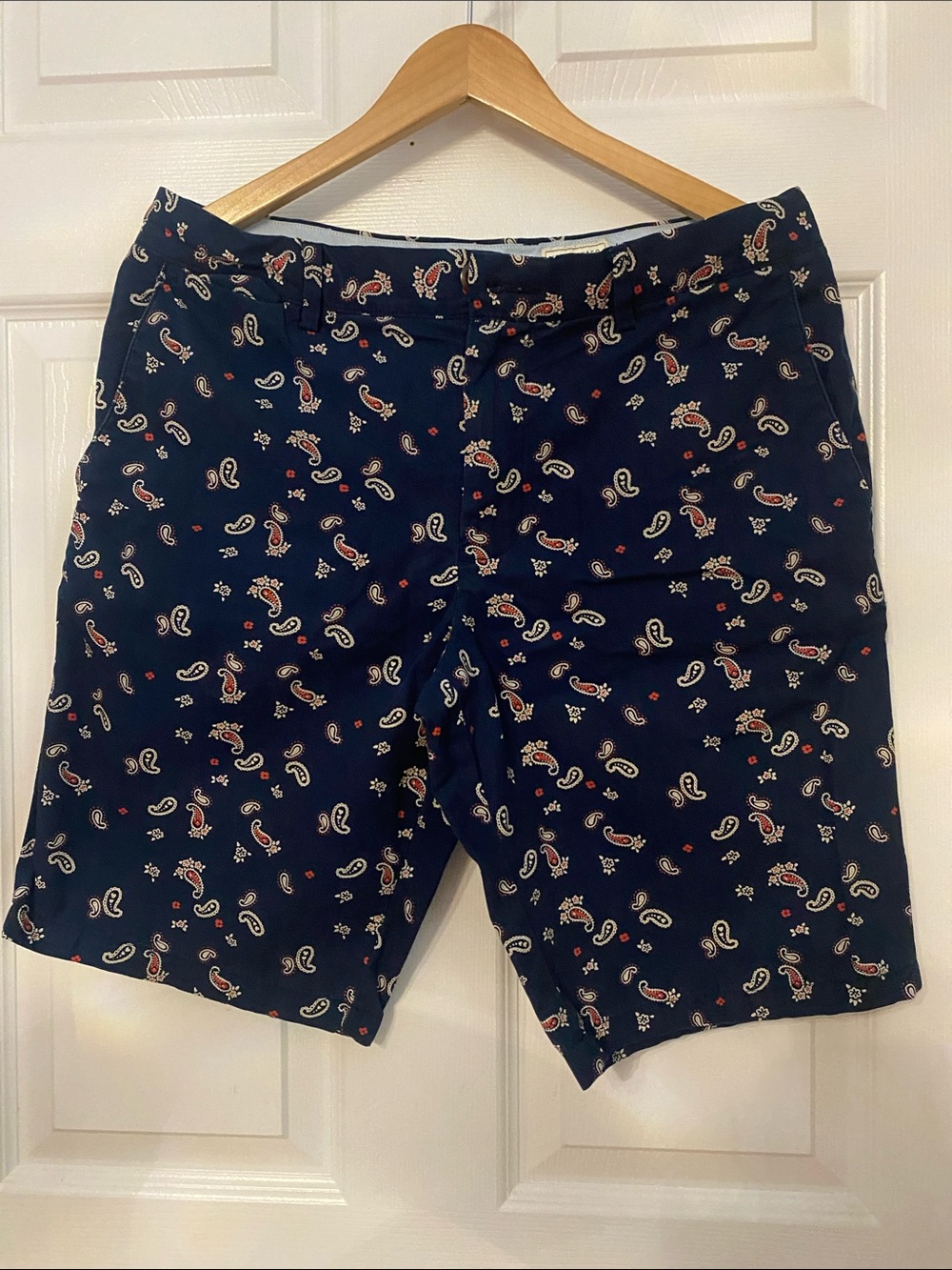 Club Monaco Navy Paisley-Print Flat Front Men’s Shorts #13